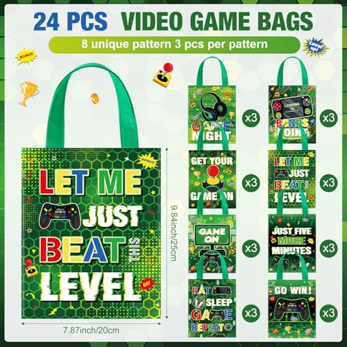 Photect 24 Pcs Video Game Party Favors Bags Non Woven Gamer Goodie Treat Candy Bags with Handles for Gaming Birthday Party Baby Shower Supplies Decorations - Image 2