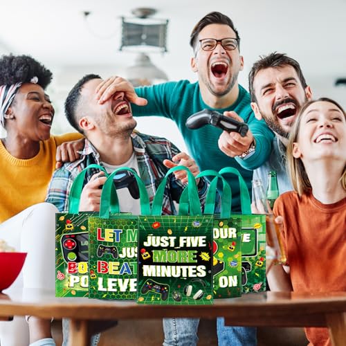 Photect 24 Pcs Video Game Party Favors Bags Non Woven Gamer Goodie Treat Candy Bags with Handles for Gaming Birthday Party Baby Shower Supplies Decorations - Image 5