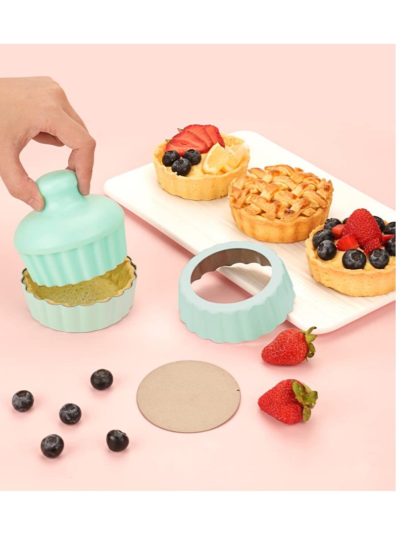 KASTWAVE Tart Pan Removable Bottom Set Nonstick Mini Pie Pans for Baking, Quiche Bakeware, Cheesecakes, Desserts & More for Oven & Instant Pot Baking Includes 6 Pie Pans and 1 Press Tamper - Image 2