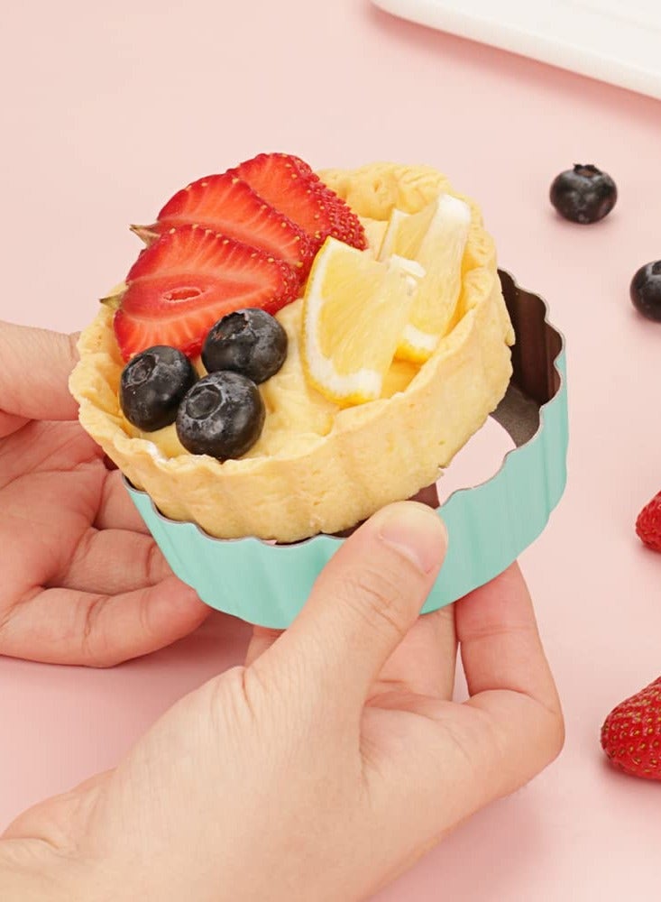 KASTWAVE Tart Pan Removable Bottom Set Nonstick Mini Pie Pans for Baking, Quiche Bakeware, Cheesecakes, Desserts & More for Oven & Instant Pot Baking Includes 6 Pie Pans and 1 Press Tamper - Image 4