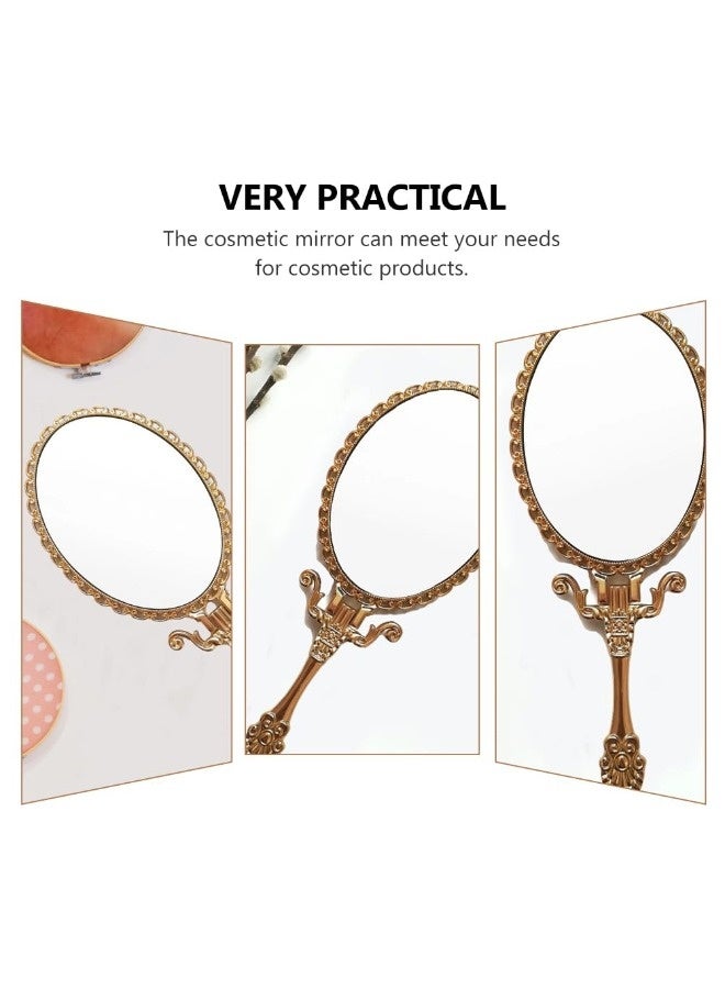 ShebSheb Vintage Makeup Mirror Portable Compact Handheld Mirror for Girls Retro Style High-Definition Cosmetic with Foldable Stand 7.3 Inch - Image 4