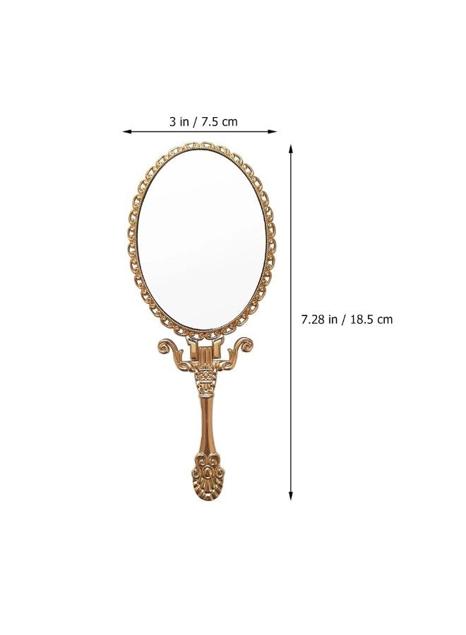 ShebSheb Vintage Makeup Mirror Portable Compact Handheld Mirror for Girls Retro Style High-Definition Cosmetic with Foldable Stand 7.3 Inch - Image 2