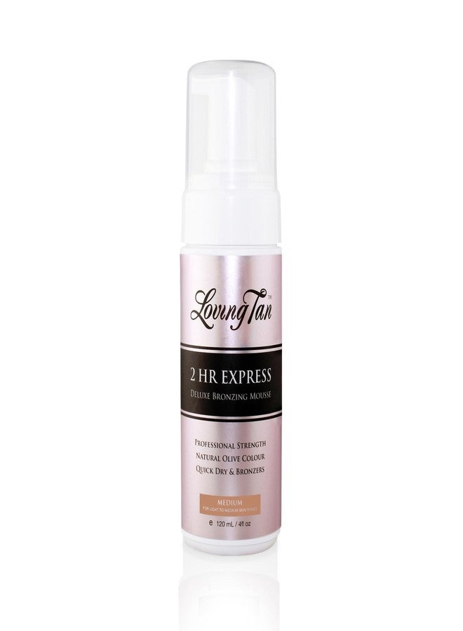 Loving Tan 2 HR Express Self Tanning Mousse, Medium - Streak Free, Natural, Professional Quality - 5+ Sunless Self Tanner Applications per Bottle, Cruelty Free, Naturally Derived DHA - 4 FL Oz - Image 1