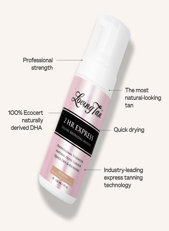 Loving Tan 2 HR Express Self Tanning Mousse, Medium - Streak Free, Natural, Professional Quality - 5+ Sunless Self Tanner Applications per Bottle, Cruelty Free, Naturally Derived DHA - 4 FL Oz - Image 5