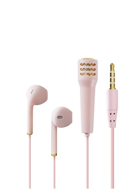 New singing wired mini microphone headset practice song wired headset (Pink)