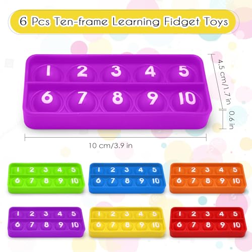 DEARIDAP 6 PCS Ten Frame Fidget Toys for Kids Silicone Push Bubble Sensory Toy for Counting Math Educational Focus Tools for Toddlers 35 Years Old - Image 5