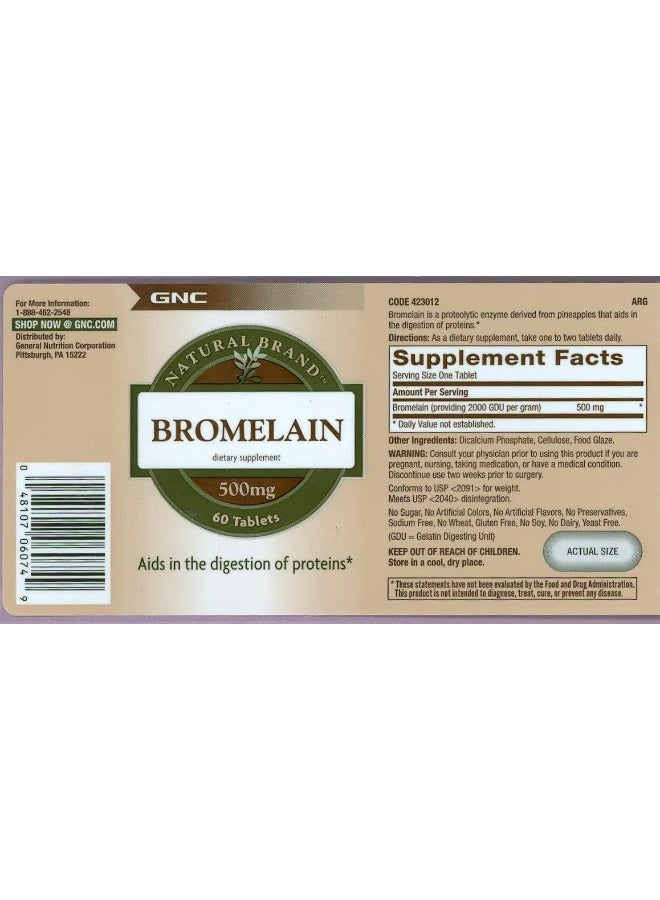 GNC Natural Brand Bromelain 500Mg,60 Servings - Image 4