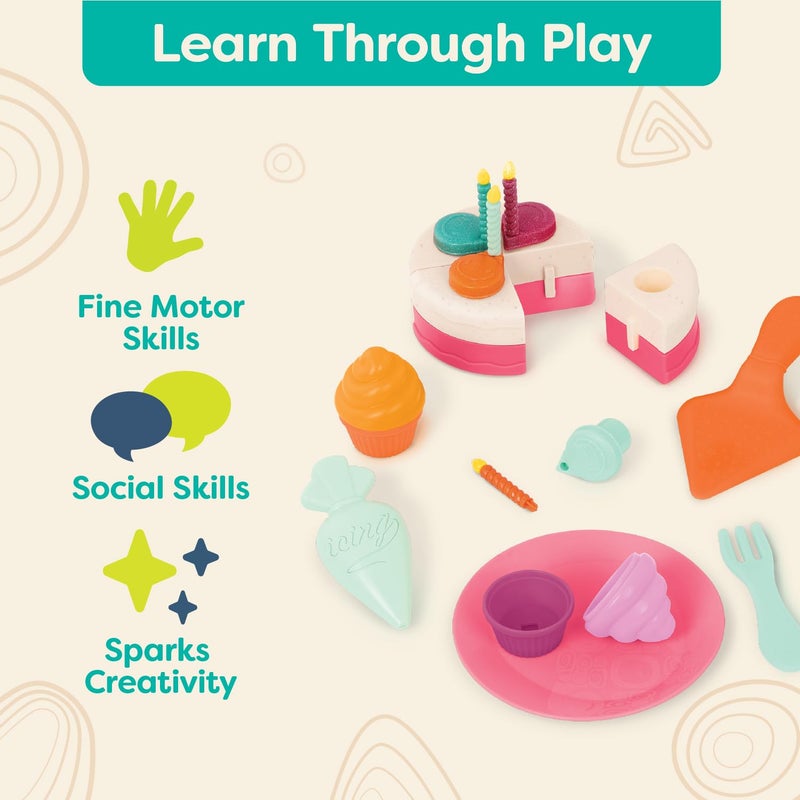 بي. تويز B. Toys - Play Oven Set - 22 قطعة تلعب الخبز - تزيين Cupcake تزيين - الأضواء والأصوات - 3 سنوات + - Mini Chef - Bake -A Cake Playset - Image 4