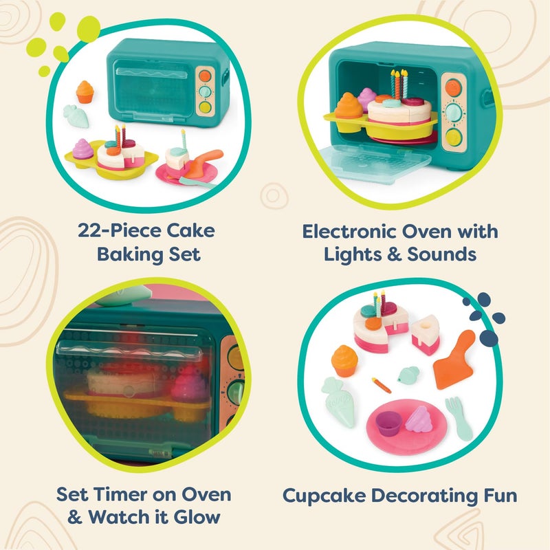 بي. تويز B. Toys - Play Oven Set - 22 قطعة تلعب الخبز - تزيين Cupcake تزيين - الأضواء والأصوات - 3 سنوات + - Mini Chef - Bake -A Cake Playset - Image 2