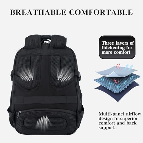 EMPSIGN Travel Laptop Backpack for men, 17.3 Inch Computer Backpack, 45L Anti-Theft Business Laptop Backpack with USB Charging Port, Water-Repellent Work College School Backpack for Men Women, Black - Image 5