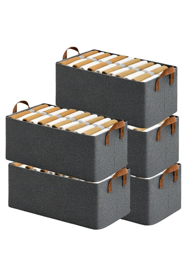 RENVA 2PCS Wardrobe Organizer for Clothes with Metal Frame Rectangle Storage Baskets for Clothing Fabric Storage Box with Handles Shelf Basket for Storage Clothes (2 PCS, Big Storage Box) - Image 1