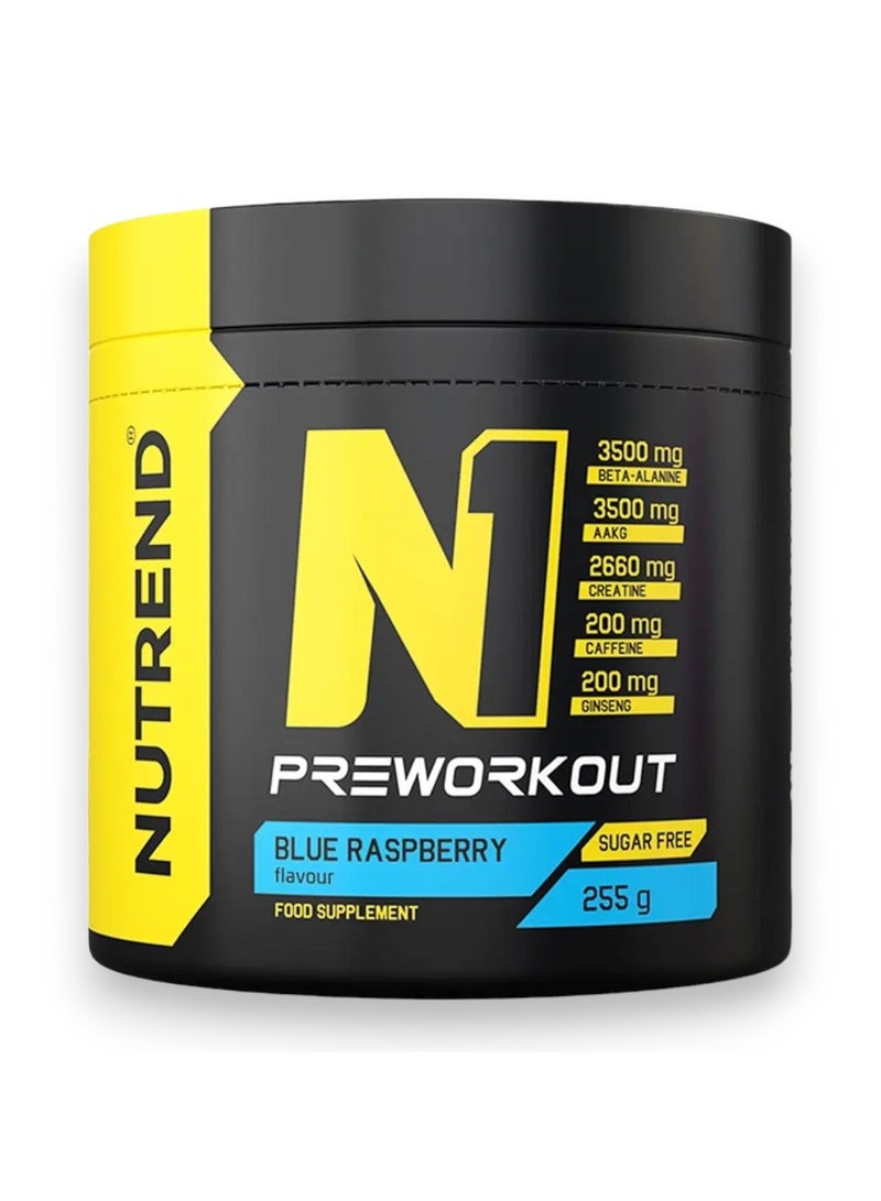 NUTREND N1 Preworkout, Blue Raspberry Flavour, 255g 