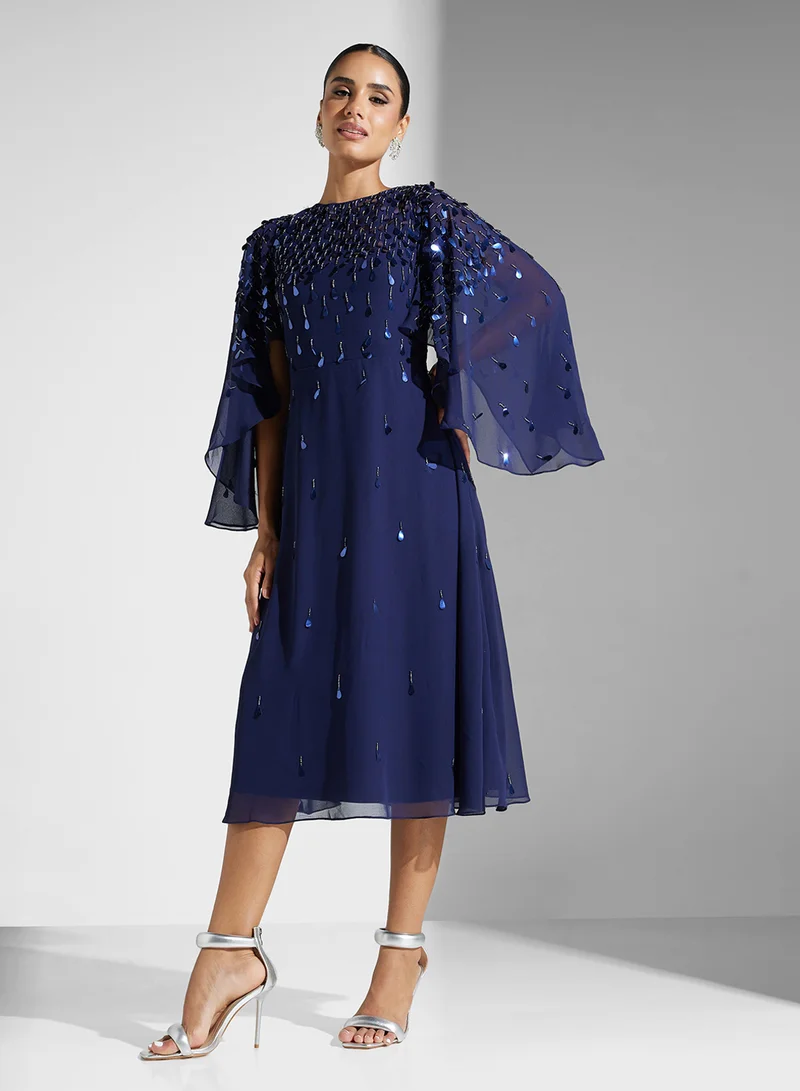 Amelia Rose Embellished Overlay Dress