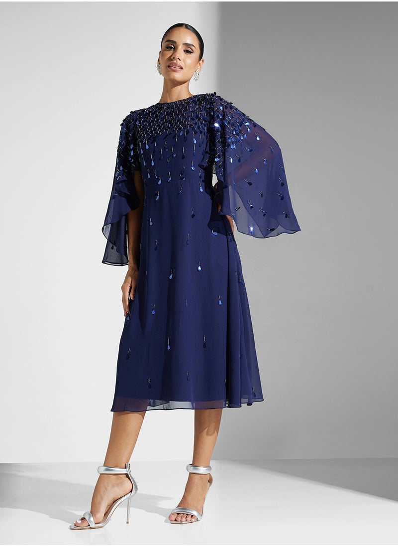 Amelia Rose Embellished Mesh Detailed Dress  - Image 4