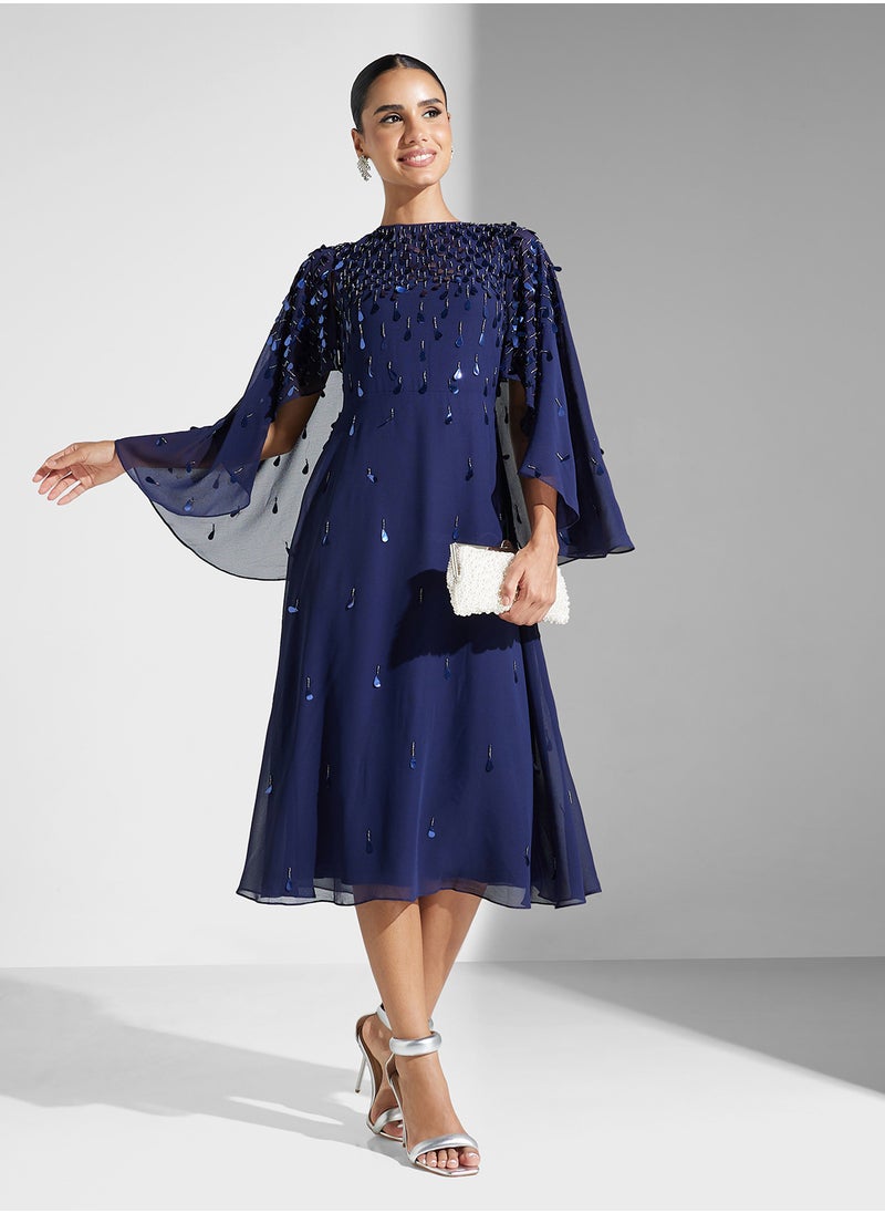 Amelia Rose Embellished Mesh Detailed Dress  - Image 1