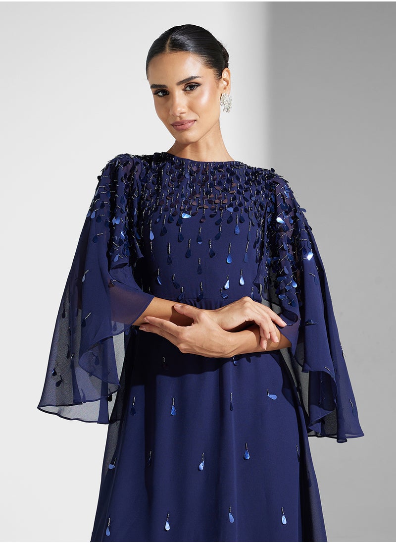 Amelia Rose Embellished Mesh Detailed Dress  - Image 3