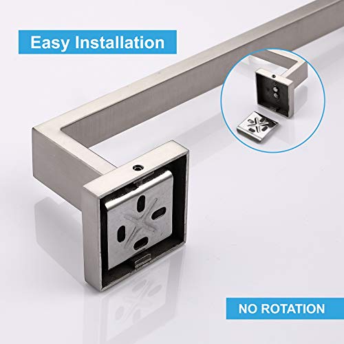 TASTOS Premium Stainless Steel Hand Towel Holder, Square Hand Towel Ring Heavy Duty Wall Mounted Modern Hand Towel Bar for Bathroom Kitchen, Brushed Nickel - Image 5