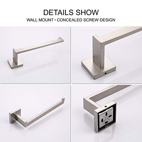 TASTOS Premium Stainless Steel Hand Towel Holder, Square Hand Towel Ring Heavy Duty Wall Mounted Modern Hand Towel Bar for Bathroom Kitchen, Brushed Nickel - Image 4