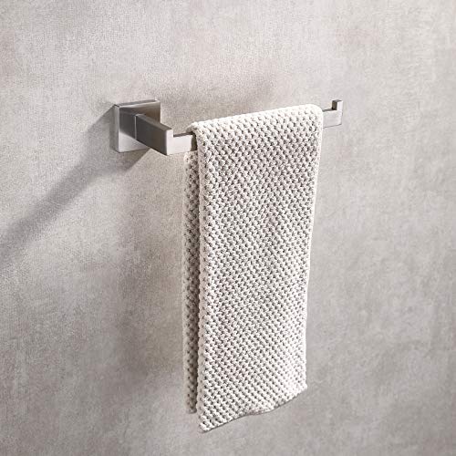 TASTOS Premium Stainless Steel Hand Towel Holder, Square Hand Towel Ring Heavy Duty Wall Mounted Modern Hand Towel Bar for Bathroom Kitchen, Brushed Nickel - Image 2