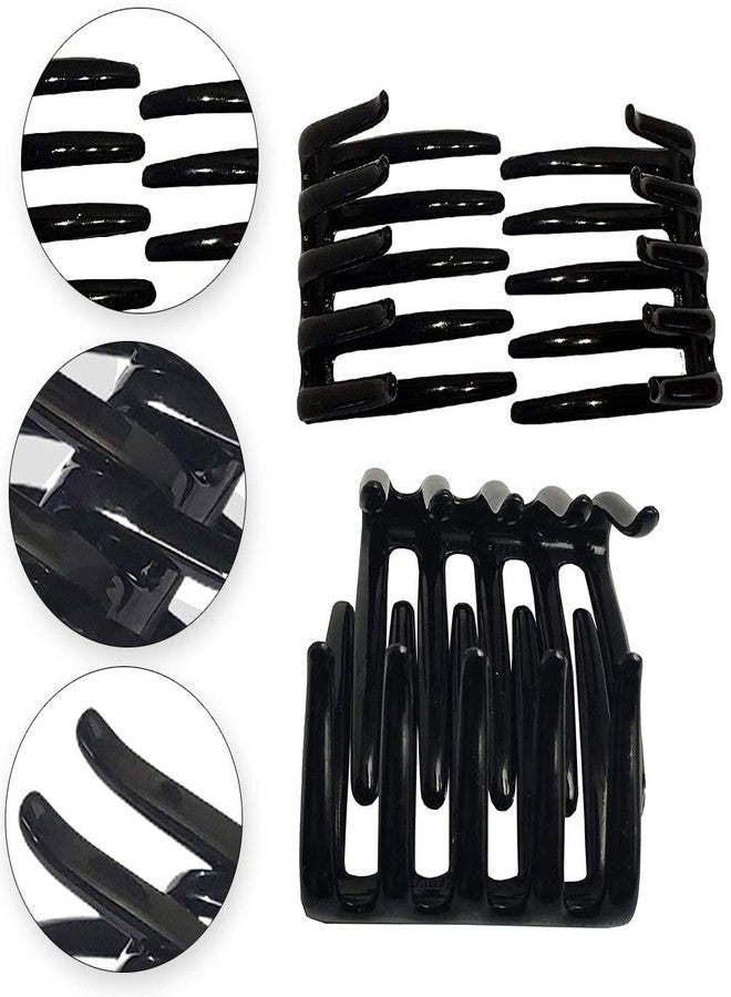 imioxo French Juda Crab Interlocking Glossy Black Hair Clip Side Comb for women(Black colour) - Image 2