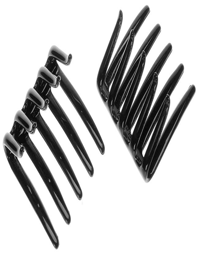 imioxo French Juda Crab Interlocking Glossy Black Hair Clip Side Comb for women(Black colour) - Image 3