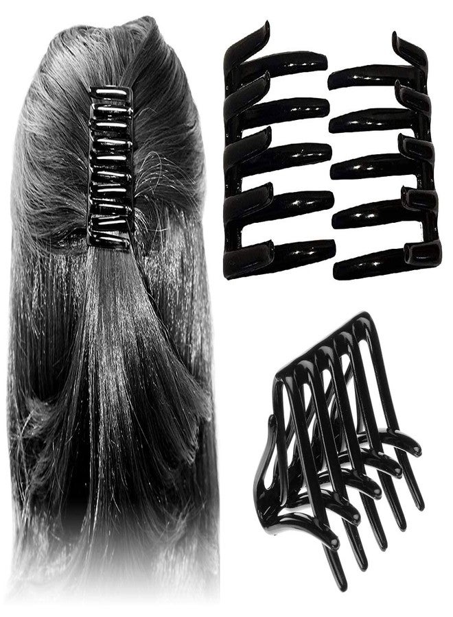 imioxo French Juda Crab Interlocking Glossy Black Hair Clip Side Comb for women(Black colour) - Image 1