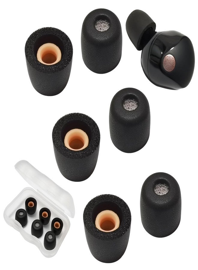 Luckvan أطراف أذن من إسفنج الذاكرة من لاكفان لسماعات سوني WF-1000XM5، مزودة بفلتر قطني، تناسب سماعات WF-1000XM5 وWF-1000XM4، صغيرة الحجم، 3 أزواج، لون أسود - Image 1