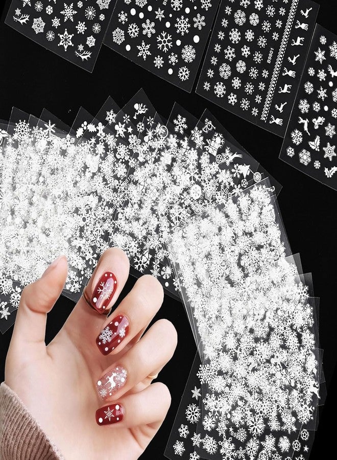 Scheibe 3D White Floral Nail Art Stickers, Acrylic, Glossy Finish, 8 Sheets - Image 1