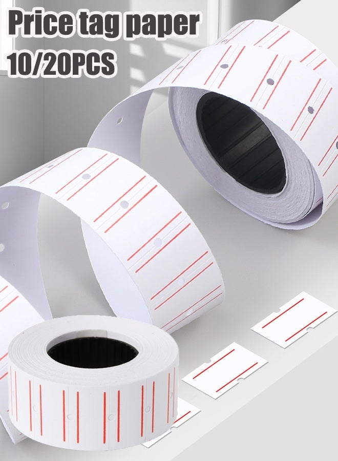 10/20 roll label paper Single row double red line supermarket price tag paper Product price tag paper Self-adhesive price tag paper Clear printing - Image 1