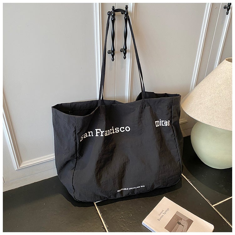 Korean Style New Tote Bag Ins Simple Letter Print Large Capacity Handbag Commuter Casual Versatile Shoulder Bag - Image 1