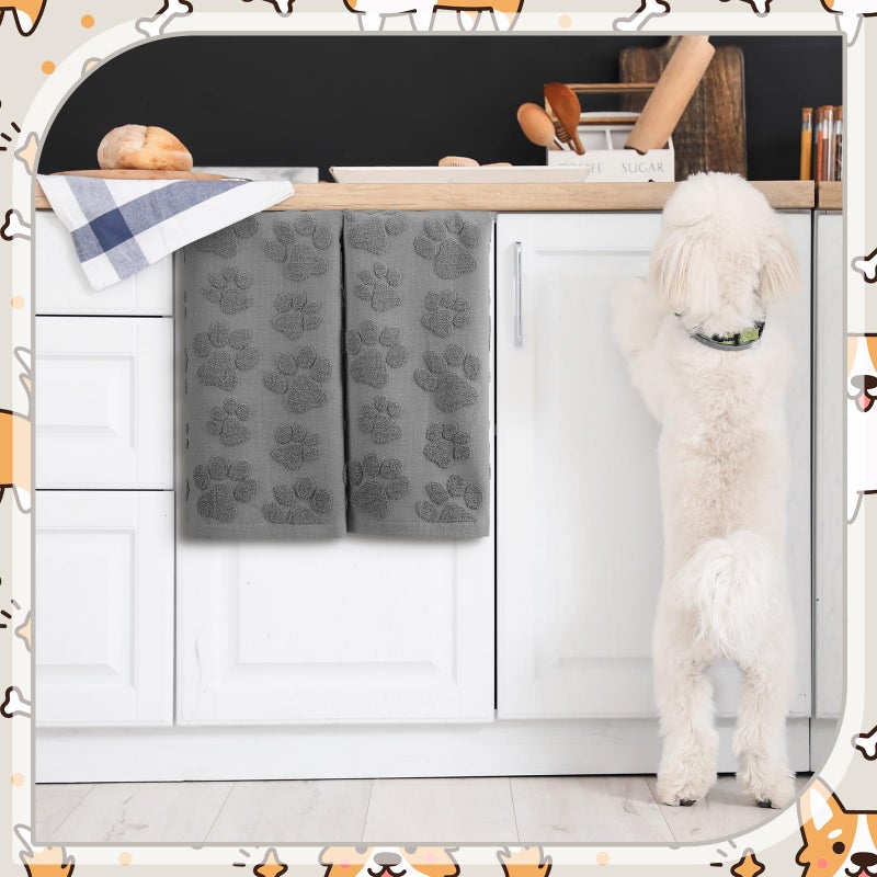 SmoothNovelty 2 Pcs 3D Dog Paw Hand Towels for Bathroom, Cute Gray Dog Paw Jacquard Weave 100% Cotton Absorbent Decorative Towels for Bathroom Kitchen Decor Gift, 13.7 x 29.5 Inch - Image 5