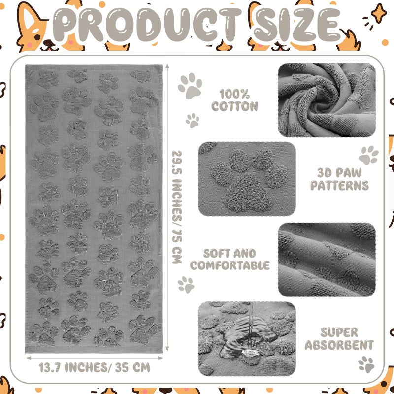 SmoothNovelty 2 Pcs 3D Dog Paw Hand Towels for Bathroom, Cute Gray Dog Paw Jacquard Weave 100% Cotton Absorbent Decorative Towels for Bathroom Kitchen Decor Gift, 13.7 x 29.5 Inch - Image 3