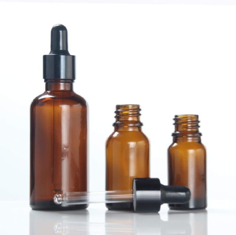 FUFU Empty Amber Glass Dropper Bottles (20ML) - 2 Pieces - Image 1