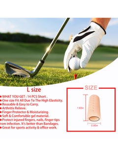 KASTWAVE Gel Finger Sleeves, Finger Protectors Breathable Finger Sleeves Cuttable Reusable Protectors to Prevent Finger Dryness and Injuries, Etc. (14 Pieces, Beige)  - Image 4
