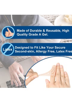 KASTWAVE Gel Finger Sleeves, Finger Protectors Breathable Finger Sleeves Cuttable Reusable Protectors to Prevent Finger Dryness and Injuries, Etc. (14 Pieces, Beige)  - Image 5