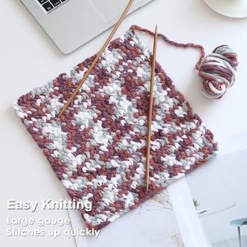 Knyteruna #6 Super Bulky Blanket Yarn for Crocheting - 4 Skeins(Each 10.5oz/300g, 220yds/201m), Chunky Chenille Thick Plush Big Soft Yarn for Crocheting Knitting Blankets, Purple & Mauve & Grey - Image 5