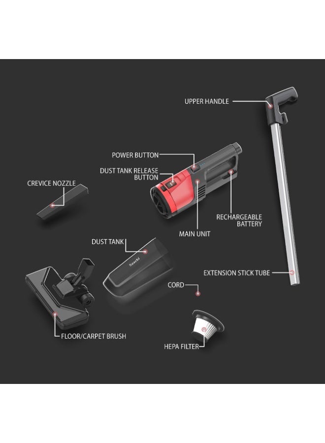 Sachi Cordless 2-in-1 Stick & Handheld Vacuum, Rechargeable, HEPA Filter, 0.6L Dust Tank, Rotating Brush - Image 2