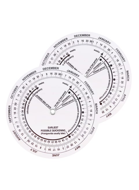 2 Pcs Wheel Badge Card | Wheel Due Date Calculator | ABS Material | Handy Tool for Doctors, Midwives, Nurses, Patients