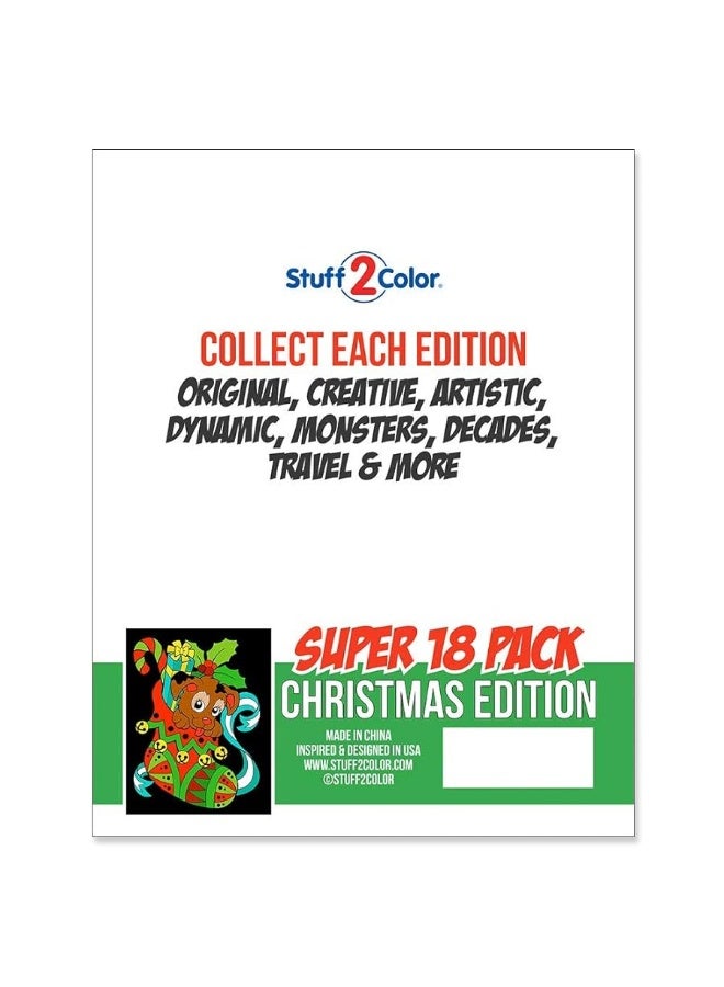 Stuff2Color Super Pack of 18 Fuzzy Velvet Coloring Posters (Christmas Edition) - Excellent Family Time Craft Project to Share and Color - All Ages DIY Coloring Fun (Kids, Toddlers, and Adults) (1 Pack) - Image 2