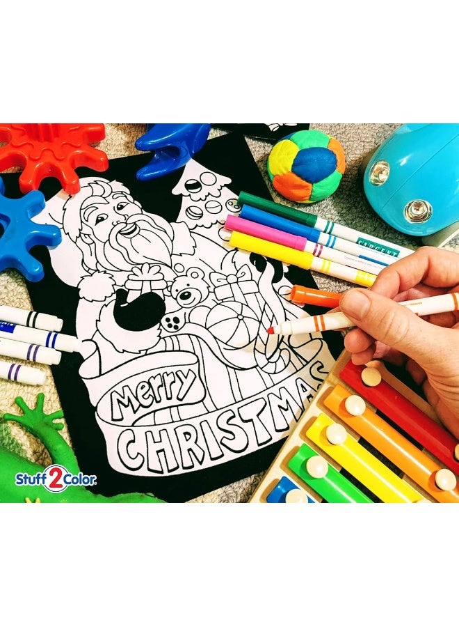 Stuff2Color Super Pack of 18 Fuzzy Velvet Coloring Posters (Christmas Edition) - Excellent Family Time Craft Project to Share and Color - All Ages DIY Coloring Fun (Kids, Toddlers, and Adults) (1 Pack) - Image 3