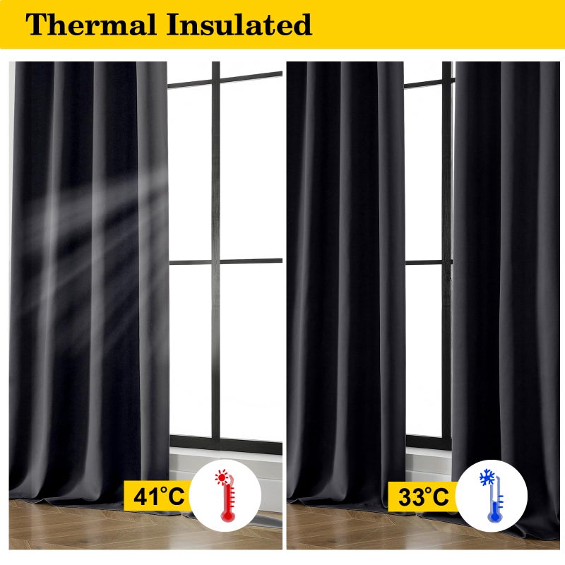 WelvetBLK Black Blackout Curtains for Bedroom Living Room 54 Inch Length 2 Panels Set, Soft Solid Thermal Insulated Room Darkening Curtains Drapes, Modern Rod Pocket Design, Black, 2PCS Each 40"Wx54"L - Image 5