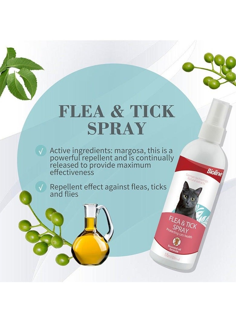 Bioline Cat Flea And Tick Spray - 175ml - Protects Cat Health - Image 2
