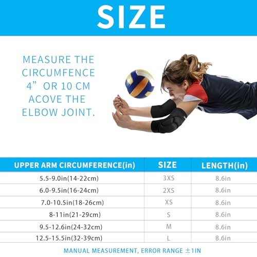Peabownn Volleyball Elbow Pads Women 2XS-3XL - Kids Teens Elbow Protector with Thicken Sponge Padding Breathable Stretchy CottonBiking Volleyball Basketball Football Skating Dancing - S - Image 4