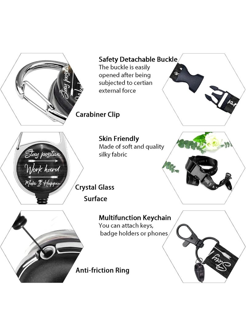 يوڠام حامل شارة هوية مع حبل قابل للفصل، حبل مع اقتباس تحفيزي للبطاقات التعريفية، قابل للتعديل، متين، مزود بكاشط شارة قابل للسحب، مثالي للمعلمين، الممرضين، العمل، المكاتب، والهدايا - Image 4