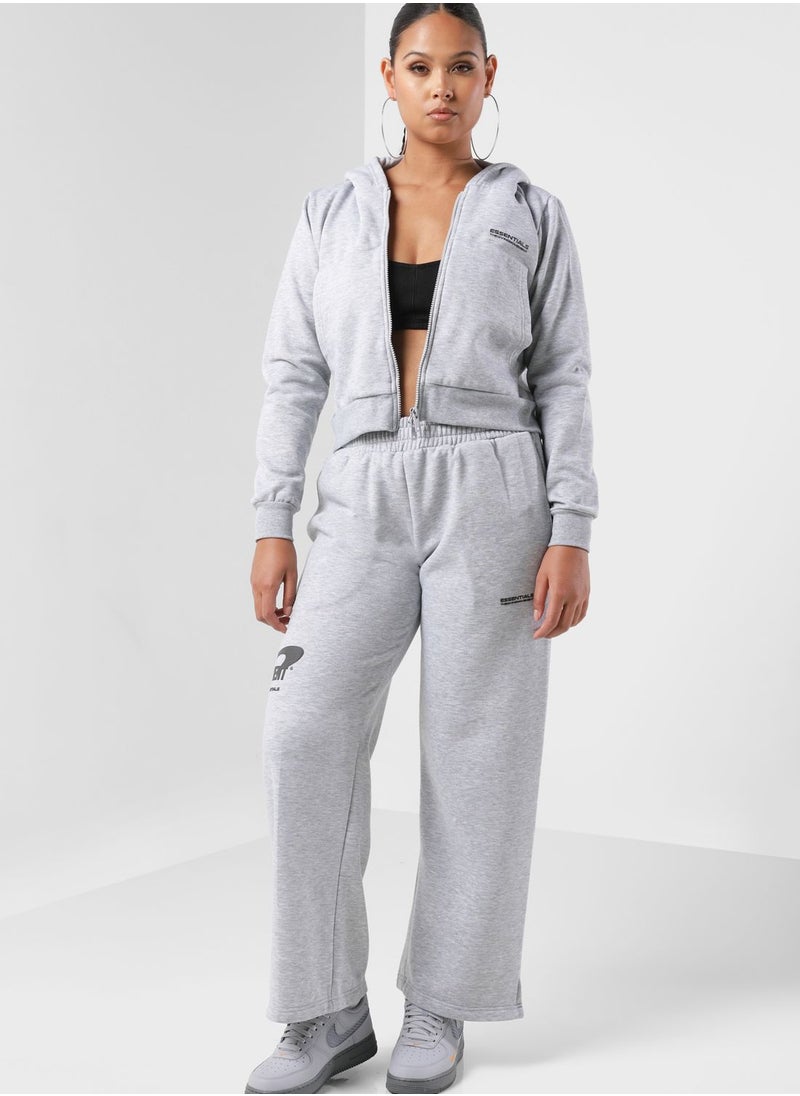 Space Printed Wide Leg Joggers