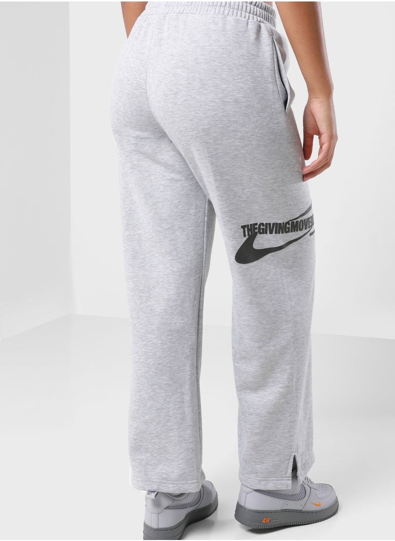 Space Printed Wide Leg Joggers