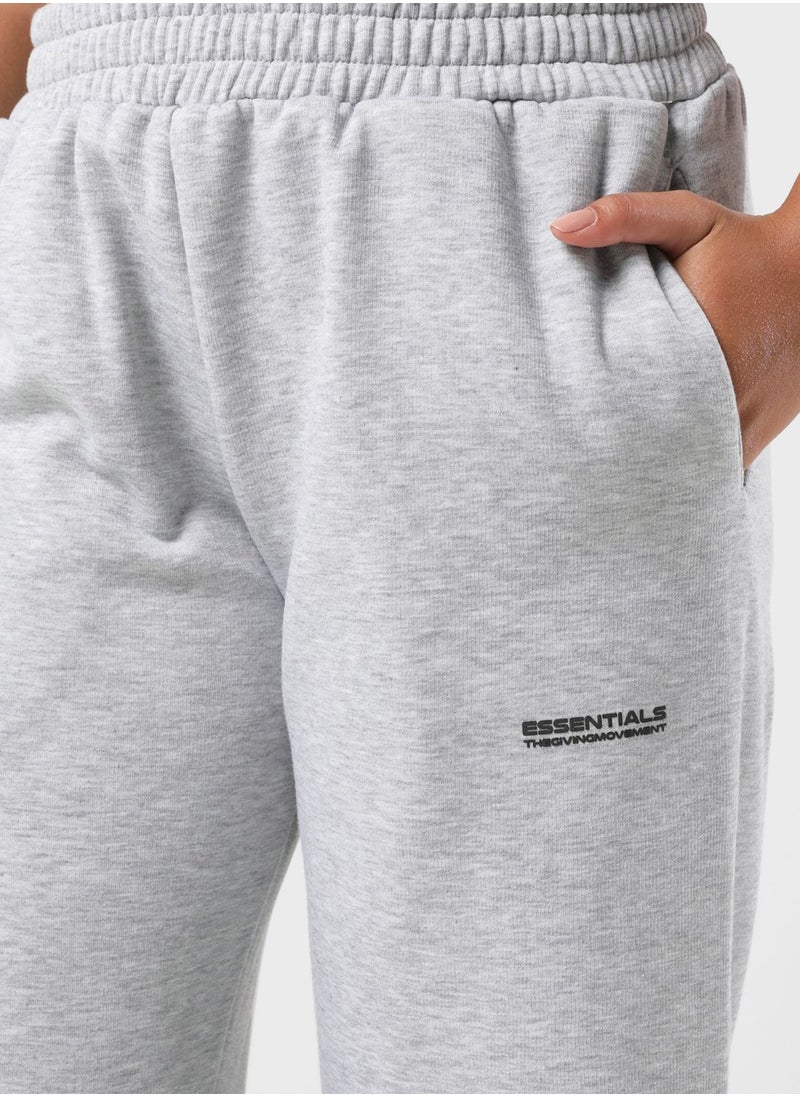 Space Printed Wide Leg Joggers