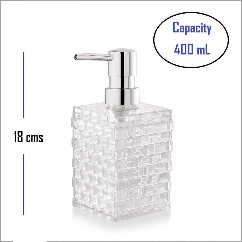 Nimbose® Liquid Soap Dispenser Plastic Bottle for Bathroom, Cuboid Shaped Acrylic Plastic Liquid Soap & Handwash Dispenser Bottles, Bathroom Accessories (Clear Transparent, Pack of 2) - Image 2