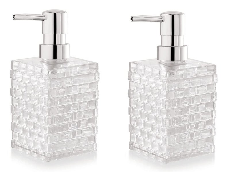 Nimbose® Liquid Soap Dispenser Plastic Bottle for Bathroom, Cuboid Shaped Acrylic Plastic Liquid Soap & Handwash Dispenser Bottles, Bathroom Accessories (Clear Transparent, Pack of 2) - Image 1