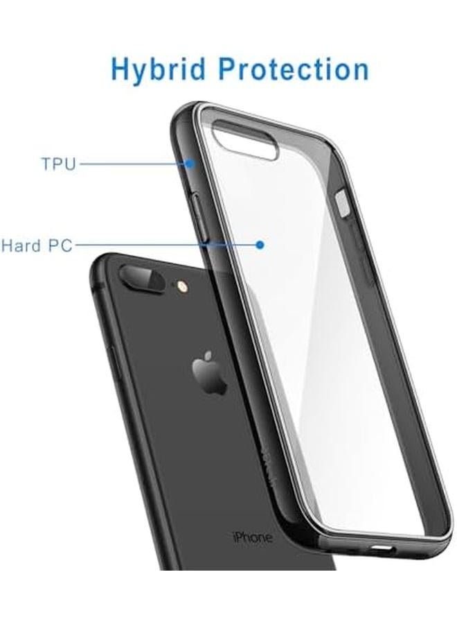جي تيك جراب لهاتف آيفون 8 بلس وآيفون 7 بلس مقاس 5.5 بوصة، غطاء خلفي شفاف مقاوم للصدمات غير قابل للخدش، أسود - Image 3